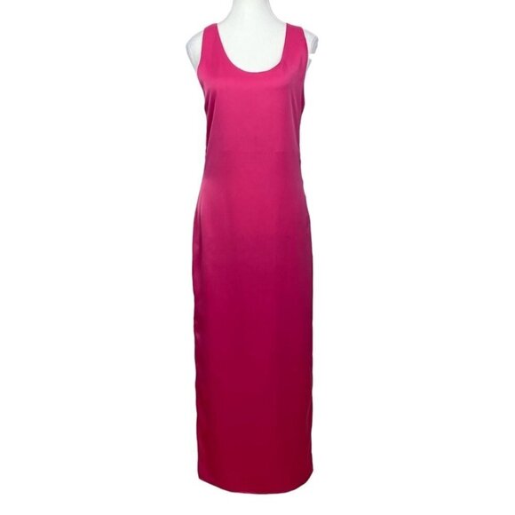 4TH + RECKLESS FUCHSIA PINK SLEEVELESS SIDE SLIT SATIN EVENING DRESS - S - Picture 3 of 11